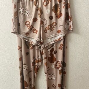 Coffee-Print Beige Pajama BUNDLE